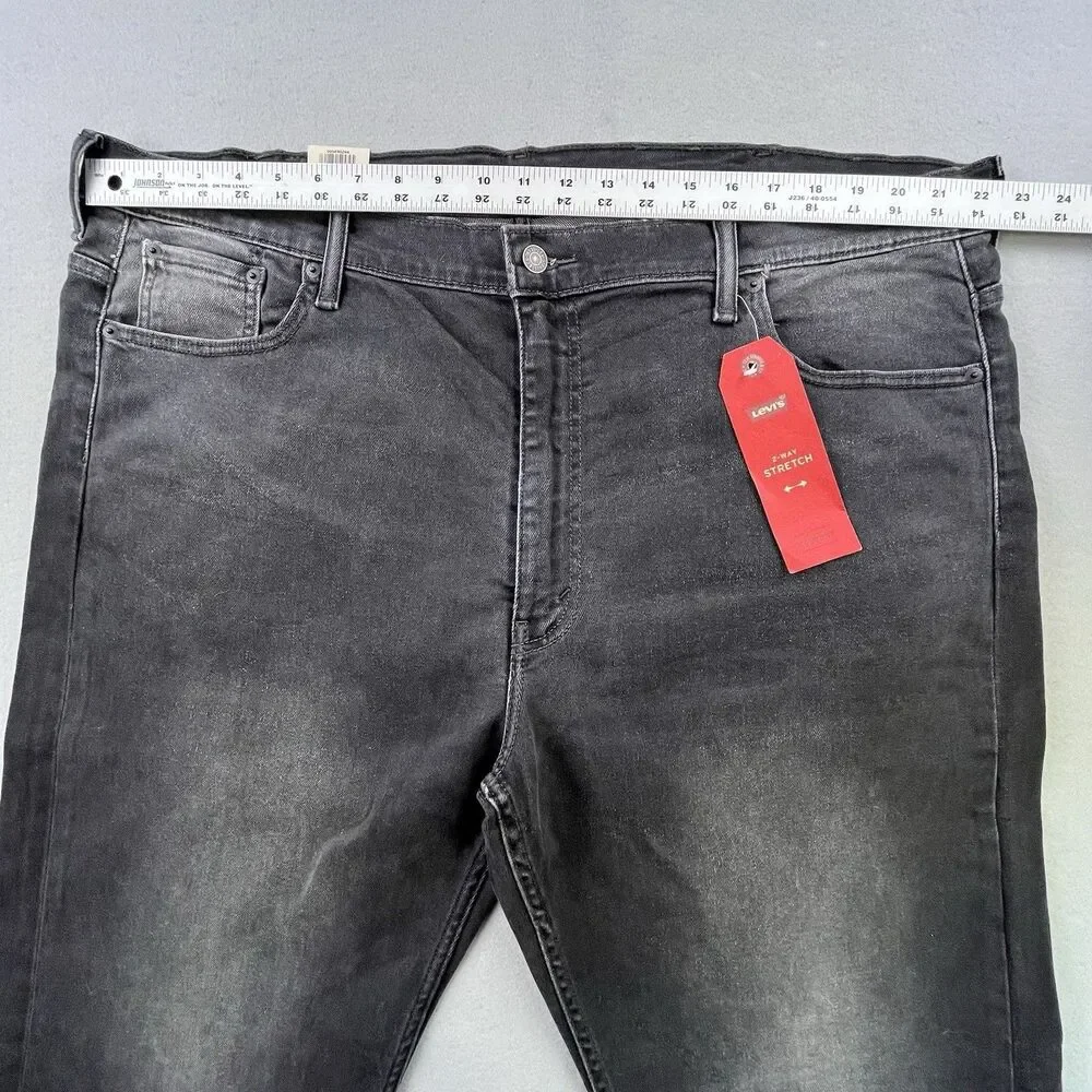 Levis 569 Jeans Mens 44x32 Black Gray Denim Loose Straight Dark Wash Stretch NEW